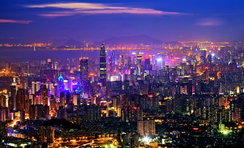 "Night view of Shenzhen city in south Chinas Guangdong province, 15 June 2011. "